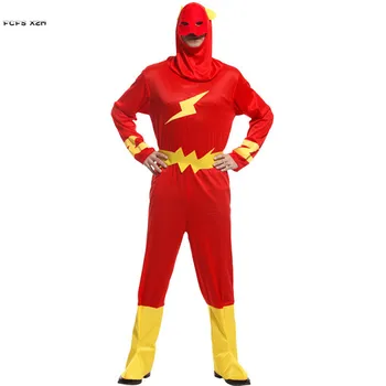 Meeste Halloween Flash Filmi Kostüümid Täiskasvanud Super Kangelane Cosplay Karneval Purim paraad Maskeraad Ööklubi Rolli Mängida pool kleit