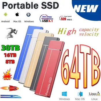 100% Originaal High-speed 16TB 4TB 2TB SSD Kaasaskantavad Välised Solid State kõvaketas USB3.1 Liides Mobiiltelefoni kõvaketas Sülearvuti