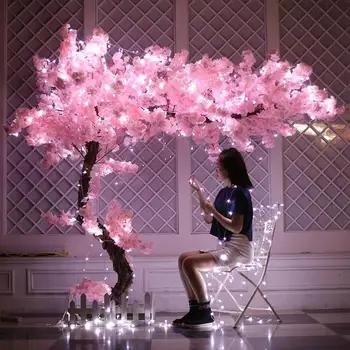 100cm Siidist lilled Pikk-Virsik Sakura Kunstlik lill, Roosa Pulm Teenetemärgi Cherry blossom filiaal home Decor pulm Arch