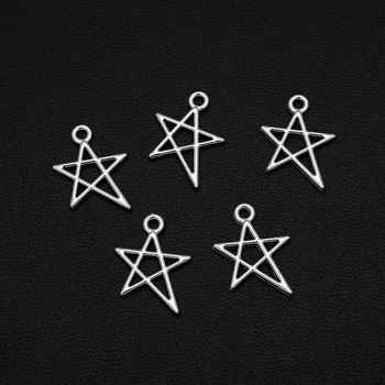 100tk/Palju 13x17mm Antiikne Hõbe Pinnatud Pentagramm Võlusid Star Hollow Ripatsid Diy Käevõru Disainer Hulgi-Tarvikud