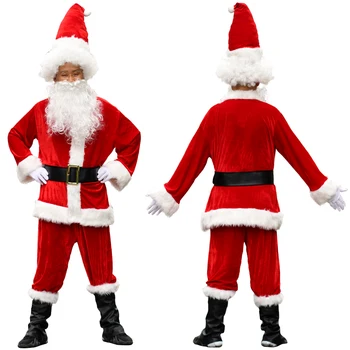 10tk/palju Jõulud Jõuluvana Cosplay Kostüümid Kulla Velvet Materjalist Meeste Karneval Pool Fancy Kleit Jõulud Ülikond