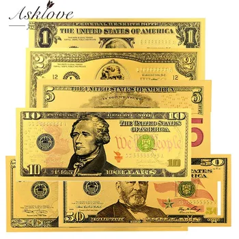 10TK USD Dollar Arved Võltsitud Raha Gold Foil Pangatähtede 1 2 5 10 20 50 Dollarit Suveniiride Kogumise Kingitused Võltsitud Valuuta USD Raha