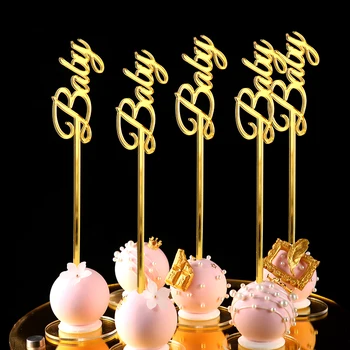 1tk Isikupärastatud Kuld Akrüül Kook Pop Pulgad Kohandatud Nimi Lollipop Candy Buffet Ravida Pulmas Kaunistused