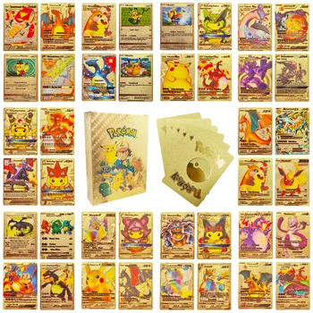 27PCS Pokemon Card Vmax GX Kasti Kuld, Hõbe Must Charizard hispaania Set Kirjas inglise Allemand Pikachu Lapsed Mänguasjad Tilk Laevandus