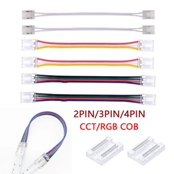2Pin 3Pin 4Pin COB LED Riba Konnektor 10mm Ühte Värvi CCT RGB Lindi Valgus Ribad, et Juhe FOB Nurgas Pistikud Nr keevitus 5TK