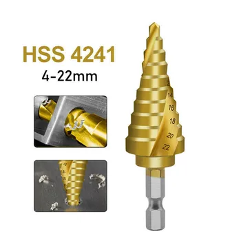 4-22mm 6-35mm HSS Spiraal Laineline Samm Koonus Drill Bit titaankarbiidist Auk Lõikur Puit, Metall Auk Lõikur Core puurimistööriistad