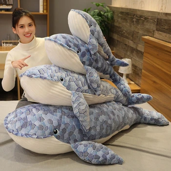 50-150cmKawaii Hiiglaslik Suurus Vaala -, Plüüš-Mänguasi, Armas Sinise Mere Loomad Täidisega Huggable Hai Pehme Padi Lapsed magavad Sünnipäeva Kingitus