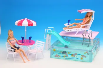 algne printsess barbie rannas vihmavarju tool, suvine bassein, mööbli komplekti 1/6 bjd nukk päikesevari mänguasi kingitus