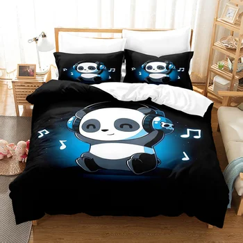 Armas Panda Tekikott Multikas Loomade Voodipesu Komplekt Microfiber Giant Panda Trööstija Kate Twin Lapsed Tüdrukud Teen Kawaii Magamistuba