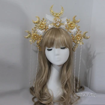DIY Materjali Paketi, Mitte Valmistooteid Vintage Lolita Halo Crown Pearl Beaded Kett Peapael Päike Ristiema Metallist Tiara