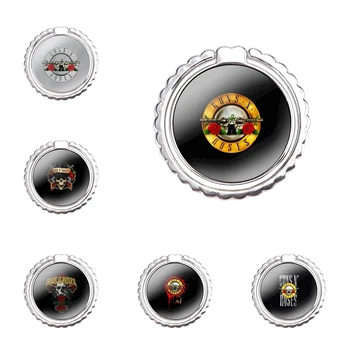 Fashion Design Cartoon Loominguline mobiiltelefoni Ringi Omanik Sõrme Sõrmus Seista Jalg Metallist Käepide Omanik Guns n Roses logo