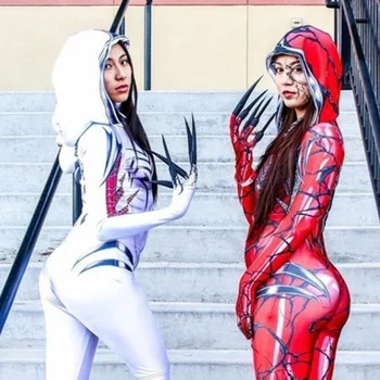 Halloween Spider Gwen Stacy Cosplay Kostüümid Naistele 3D Print Täiskasvanud Jumpsuits Pool Spider Tüdrukud Bodysuit Superkangelane Ülikond