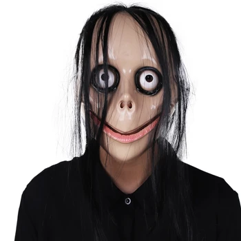Halloween Õudus MO MO Mask Cosplay V-kujuline Suu Juuksed Naine Vaimu Plastikust Maskid Täiskasvanud Teesklus Pool Prop