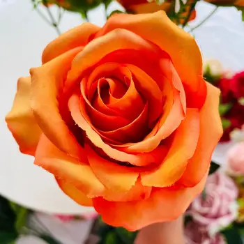 Kunstlik Siidist Roosi Kimp Simulatsiooni Oranžid Lilled, Pulmad Fotograafia Rekvisiidid DIY Kodus Töölaua Flower Arrangement Teenetemärgi