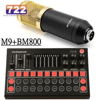 M9 Audio Liides, helikaart Live Hääl Mikser Mitu Mõju Välise USB helikaardi Mikser Juhatuse Telefon TK 3,5 mm Mikrofon