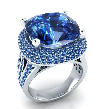 Milangirl Sinine Ring Ehted Inkrusteeritud koos Tsirkoon Ringi Naine Ocean Stiilis Ehted Lepinguosalise Rõngad
