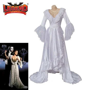 Muusikali The Phantom of The Opera Christine Daae Cosplay Masquarade Kostüüm Valge Kleit Kleit Kleit Victoria Nightgowns Naistele