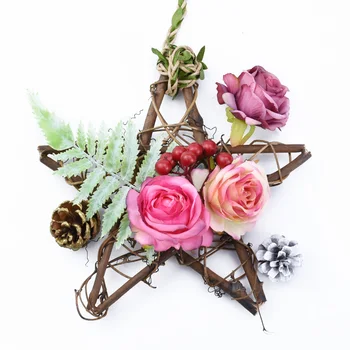 Odav Pulmad Dekoratiivsed Lilled Näputöö Pärjad Star Christmas Ornament Rotangist Vanik Uks Rippus Diy Kingitused Kasti Home Decor