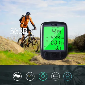 SD 563A Bike Arvuti Veekindel Jalgratta odomeetri Näit LCD Ekraan Jalgrattasõit Spidomeetri Roheline Taustavalgustus