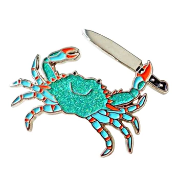 Stabby krabi koos nuga sõle ilus glitter pin-armas vähilaadsete ookeani loomade pääsme müts, teksad seljakott lisaks