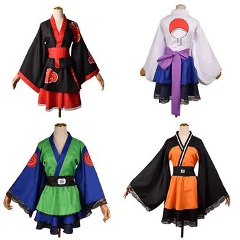 Täiskasvanud Jaapani Kimono Cosplay Lapsed Akatsuki Cloud Print Sasuke Uchiha Hyuga Hinata Lolita Kostüüm Kleit Naised, Tüdrukud Halloween