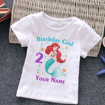 Tüdrukud Merineitsi Print T-särgid Cute Cartoon Tshirt Tüdrukud UUS Suvi Tees Top Riided Lastele Kohandatud Tees Riided Sünnipäeva Kohandatud