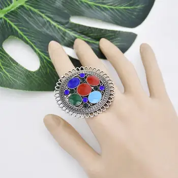 Uus India Suur Ring Rõngad Naiste Vintage Oksüdeerunud Rhinestone Ehted Sõrmused Reguleeritav Mustlane Tribal ystävänpäivä Kingitus