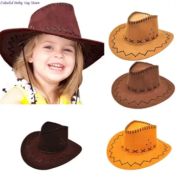 Uute tulijate chapeau lapsed Moe-Kauboi Müts Lapsele Poisid Tüdrukud Poole sombrero nahast Kostüümid Cowgirl Kübarad, Mütsid kauboikaabusid