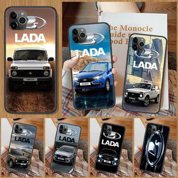 Vene Lada Auto logo Telefon Case For iphone 5 5S SE 2 6 6S 7 8 11 12 Mini Plus X XS XR Pro maksimaalne must (Max black luksus Etui silikoon funda