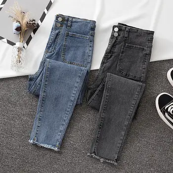 Vintage Kõrge Vöökoht Riided Denim Jeans Naiste Riided Blue Streetwear Pehmed Püksid Kõhn Naine Pikad Püksid Naistele Pluss Suurus